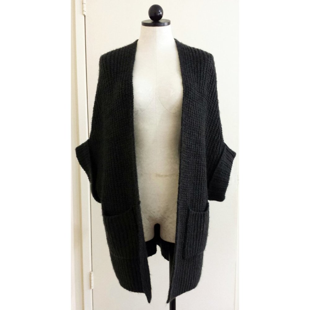 Urban Behavior Peace & Love Charcoal Drape Sweater Sz. XS (Knit Cardigan)